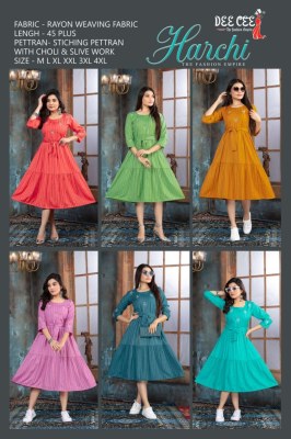 deecee by harchi fancy kurti with seleve work and belt catalog at wholesale price  kurtis catalogs