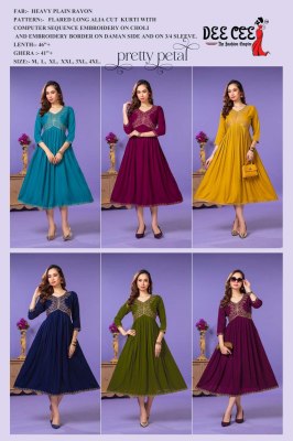 deecee by pretty patel heavy plain reyon flared long  alia cut kurti catalog at wholesale price kurtis catalogs