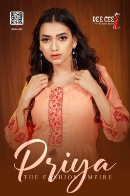 deecee by priya flax weaving stitching pattern with sleeve work rayon kurti catalog  Dee cee