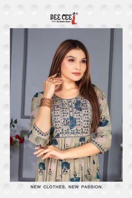 deecee launch Rasbhari modal chanderi flared long naira kurti with embroidered kurti catalogue at low rate kurtis catalogs