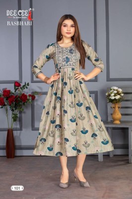 deecee launch Rasbhari modal chanderi flared long naira kurti with embroidered kurti catalogue at low rate kurtis catalogs