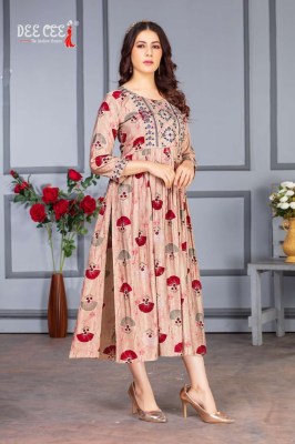 deecee launch Rasbhari modal chanderi flared long naira kurti with embroidered kurti catalogue at low rate kurtis catalogs