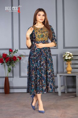 deecee launch Rasbhari modal chanderi flared long naira kurti with embroidered kurti catalogue at low rate kurtis catalogs