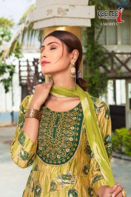 deecee present Lakshita heavy chanderi kali style flared long embroidered kurti catalogue at low rate readymade suit catalogs