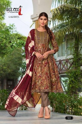 deecee present Lakshita heavy chanderi kali style flared long embroidered kurti catalogue at low rate readymade suit catalogs