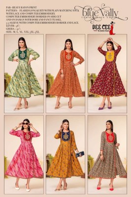 deecee the fashion empire by blue velly printed heavy rayon kurti with fancy pant catalog at wholesale price kurtis catalogs