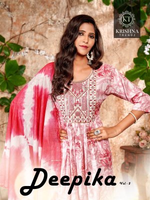 deepika vol 2 by Krishna Trends capsule foil printed kurti bottom and dupatta catalogue  wholesale catalogs