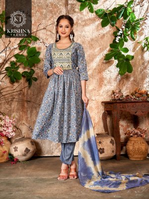 deepika vol 2 by Krishna Trends capsule foil printed kurti bottom and dupatta catalogue  readymade suit catalogs