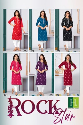 h dot by hirwa presents Rockstar latest catalog Straight Cut Kurtis with Embroidery work at wholesale price kurtis catalogs