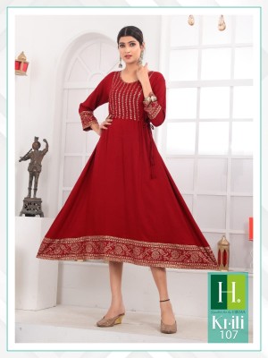 h dot hirwa by kriti vol 2 heavy reyon wrinkle  ghera kurti catalog at wholesale rate  kurtis catalogs