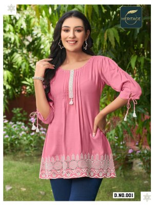 heritage collection by cherry designer short kurti with heavy schifli embroidery and handwork catalog at wholesale price western wear catalogs