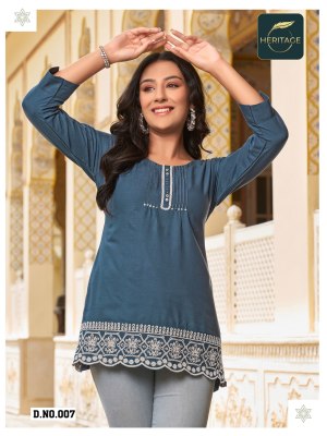 heritage collection by cherry designer short kurti with heavy schifli embroidery and handwork catalog at wholesale price western wear catalogs