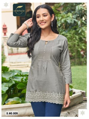 heritage collection by cherry designer short kurti with heavy schifli embroidery and handwork catalog at wholesale price western wear catalogs