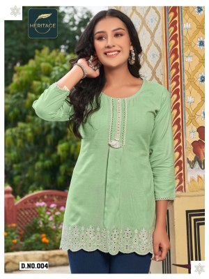 heritage collection by cherry designer short kurti with heavy schifli embroidery and handwork catalog at wholesale price western wear catalogs