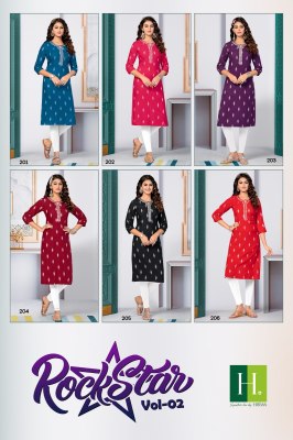 hirwa by Rockstar vol 2 heavy bombay reyon kurti catalogue at affordable rate kurtis catalogs