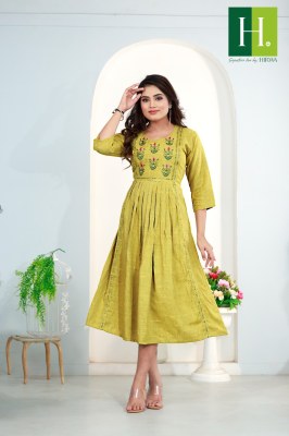 hiwa by Khwaish heavy bombay reyon ghera with embroidered kurti catalogue at low rate kurtis catalogs