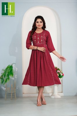 hiwa by Khwaish heavy bombay reyon ghera with embroidered kurti catalogue at low rate kurtis catalogs