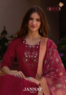 jannat vol 1 by Vamika Exclusive Hand work Kurti pant with dupatta catalogue at affordable rate Vamika nx