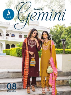 jemini by Kaya super quality roman silk kurti pant and dupatta catalogue at amavi expo Kaya kurti