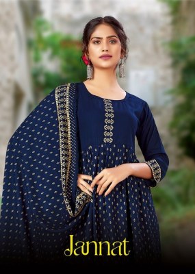 jinesh nx by jannat presenting new reyon foil print kurti with dupatta catalog at wholesale price