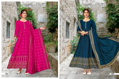 jinesh nx by jannat presenting new reyon foil print kurti with dupatta catalog at wholesale price kurtis catalogs