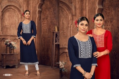 jinesh nx new launch aangi 14kg embroidery work Kurti catalogue kurtis catalogs