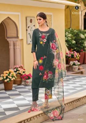 kailee fashion by shehnaaz designer applique orgaanza work straight kurti pant with dupatta catalog at wholesale price kurtis catalogs