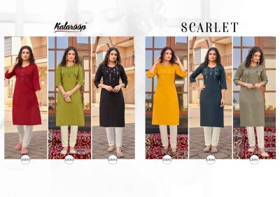 kalroop by scarlet fancy embroidered kurti catalogue at low rate kurtis catalogs