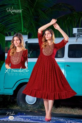 kanasu kurti presents misha rayon printed full flair gown kurti wholesale  kurtis catalogs