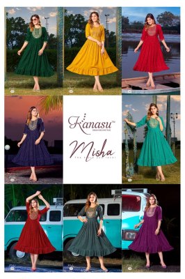 kanasu kurti presents misha rayon printed full flair gown kurti wholesale  kurtis catalogs