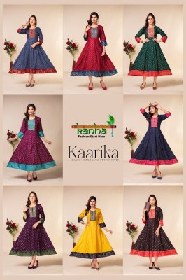 kanha brand present by kaarika fancy printed neck embroidery kurti catalog at whpolesale price kurtis catalogs