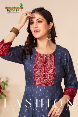 kanha brand present by kaarika fancy printed neck embroidery kurti catalog at whpolesale price kurtis catalogs