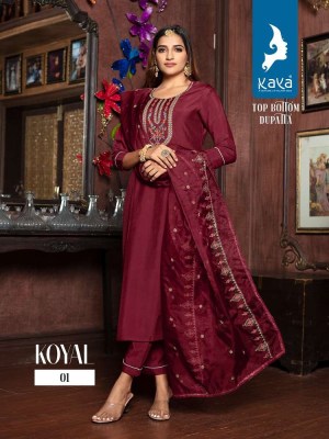 kaya Kurti presents koyal roman silk Kurti pants and dupatta set catalogue wholesale rate in Surat  Kaya kurti