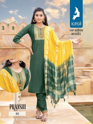 kaya kurti new launch pranshi chanderi silk 3 pice ready made suits wholesale price  kurtis catalogs