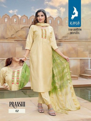 kaya kurti new launch pranshi chanderi silk 3 pice ready made suits wholesale price  kurtis catalogs