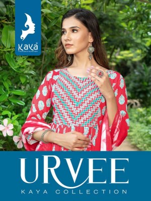 kaya kurti new launch urvee rayon printed 3 pice ready made salwar kameez wholesale rate in Surat  kurtis catalogs