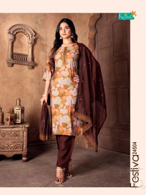 kushal by festiva chanderi modal foil print kurti bottam and dupatta catalog at wholsaler rate kurtis catalogs