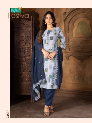 kushal by festiva chanderi modal foil print kurti bottam and dupatta catalog at wholsaler rate kurtis catalogs