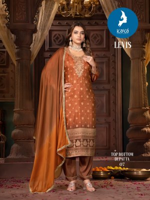 levis by Kaya straight cut chanderi designer kurti pant and dupatta catalogue Kaya kurti