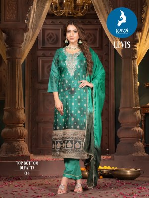 levis by Kaya straight cut chanderi designer kurti pant and dupatta catalogue readymade suit catalogs