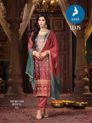 levis by Kaya straight cut chanderi designer kurti pant and dupatta catalogue readymade suit catalogs