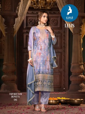 levis by Kaya straight cut chanderi designer kurti pant and dupatta catalogue readymade suit catalogs