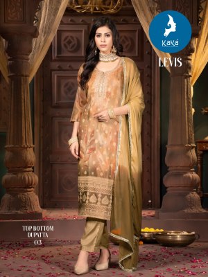 levis by Kaya straight cut chanderi designer kurti pant and dupatta catalogue readymade suit catalogs