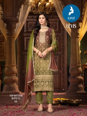 levis by Kaya straight cut chanderi designer kurti pant and dupatta catalogue readymade suit catalogs