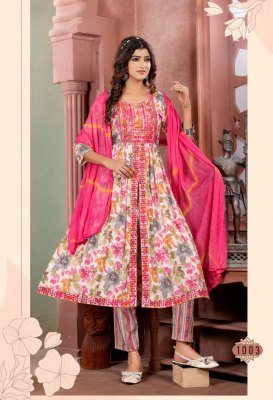 master new Maggi Nyra cut Top  Pant Dupatta set catalogue wholesale  kurtis catalogs