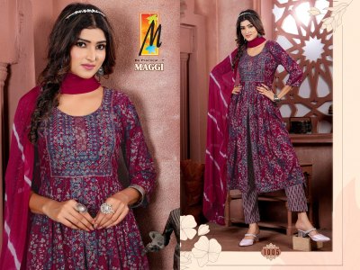 master new Maggi Nyra cut Top  Pant Dupatta set catalogue wholesale  kurtis catalogs