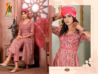 master new Maggi Nyra cut Top  Pant Dupatta set catalogue wholesale  kurtis catalogs