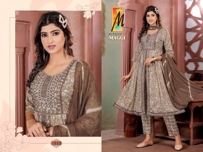 master new Maggi Nyra cut Top  Pant Dupatta set catalogue wholesale  kurtis catalogs