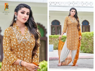 master new launch Blossom rayon kurti with afghani style pant with dupatta set catalogue wholesale rate  kurtis catalogs