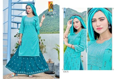 master new launch Maple rayon Top and Skirt with Dupatta set catalogue buy wholesale price Surat  kurtis catalogs